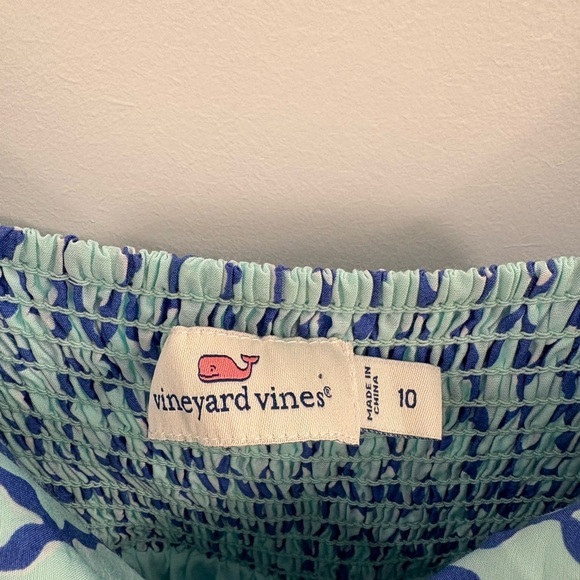 Vineyard Vines Lattice Print Tie Front Maxi Dress Crystal Blue Size 10 - Picture 4 of 13